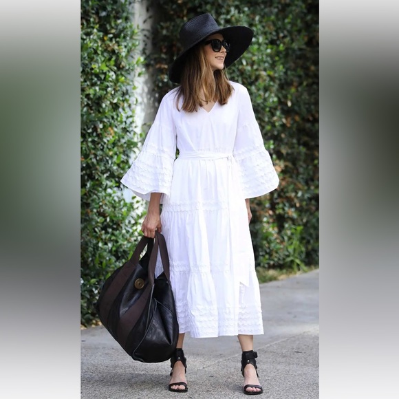 COPY - Lisa Marie Fernandez for Target Ric Rac Flare sleeve dress - White sz M … - Picture 1 of 3